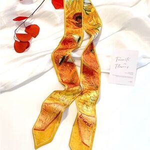 Vincent Sunflower Silk Skinny Scarf